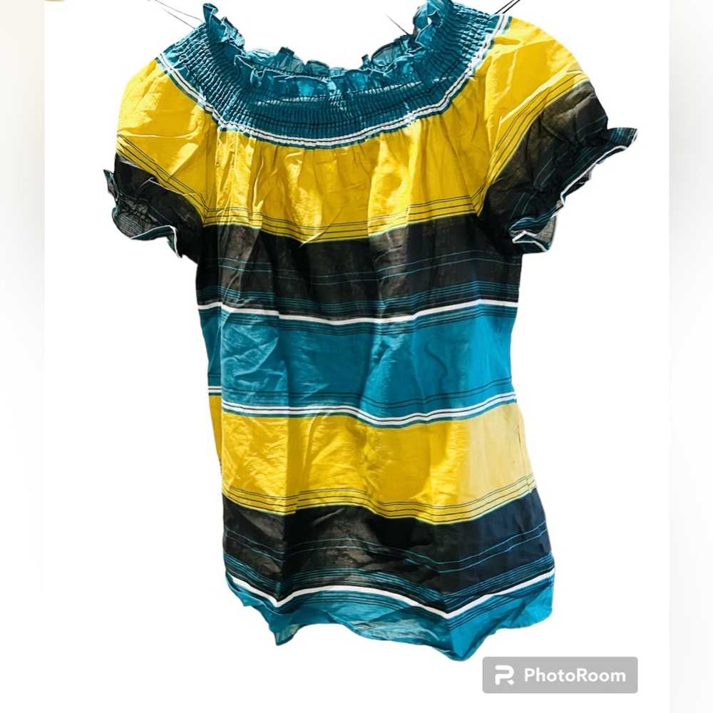 Mossimo Short Sleeve Off Shoulder Striped Blouse